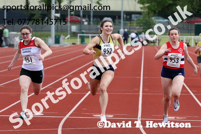 Senior womens 100 metres, North Eastern Track and Fields Champs., Middlesbrough. Photo: David T. Hewitson/Sports for All Pics